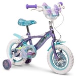 Huffy Disney Frozen 12" Kids Bike with Front Doll Carrier, Metallic Purple Finish – Ideal for Girls Aged 3 to 5