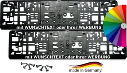 Aseta (2 kappaletta) rekisterikilven pidike - yksilöllisellä halutulla tekstillä - premium -laatu - irrotettavalla pidikkeellä - mukaan lukien 8 kiinnitysruuvia