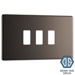 BG Black Nickel Screwless 3 Gang Metal Front Cover Plate RFBN3 Free Delivery