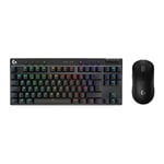 Logitech G PRO X SUPERLIGHT 2 LIGHTSPEED souris gaming sans fil, recharge USB-C, PC et Mac + PRO X TKL LIGHTSPEED clavier gaming sans fil, sans pavé numérique, touches en PBT (Français AZERTY) - Noir