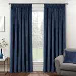 Enhanced Living Velvet Navy Thermal 100% Blackout Curtains with Tape Top - 46 x 54 Inch (117 x 137cm) - Supersoft Energy Saving & Noise Reducing Curtains for Living Room & Bedroom.