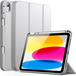 Coque Pour Ipad 10 (10.9 Pouces, Modèle 2022, 10ème Génération) Avec Porte-Stylet, Étui Housse Mince Tablette Avec Dos En Tpu Souple Avec Veille/Réveil Automatique (Argent)[Coq101383]