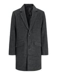 JACK & JONES Men's Jjhays Wool Blend Coat, Dark Grey Melange/Detail: Herringbone, XXL