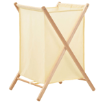 vidaXL Cedar Wood & Fabric Laundry Basket - Beige, Foldable & Durable - 42x41x64