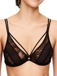 Chantal Thomass Womens Mystery Plunge Underwired Bra - Black Nylon - Size 34E