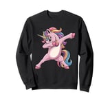 Dabbing Unicorn Rainbow Hair Fun Unicorn Kids Girls Boys Sweatshirt