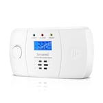 Sensereo Carbon Monoxide Detector Powered by Figaro Sensor, 10-Year Life Carbon Monoxide Alarm for Home Safety, Replaceable AA Batteries Included, CO Detector with LED/LCD Display, BS-EN50291 marked