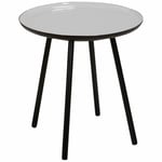 Table d'appoint ronde plateau émaillé gris et métal noir - LAK 0504