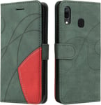 Coque Pour Samsung Galaxy A20/ A30/ M10s, Etui En Cuir Pu Portefeuille Housse Fermeture Magnetique Und Flip Protection Case Avec Antichoc Tpu, Etui A Rabat, Fentes Pour Cartes (Vert)