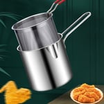 Stainless Steel Deep Fryer Pan Long Handle Compact Fryer Pan Rustproof