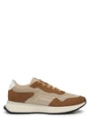 BOSS Mens Jonah Runn Mixed-Material Trainers with Suede and Faux Leather Size