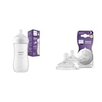 Philips Avent Biberon à Réponse Naturelle de 330 ml, sans BPA & Avent Lot de 2 tétines pour biberon à Réponse Naturelle 0% BPA, Débit 6 liquides épaissis pour Bébé de 6 mois + (modèle SCY966/02)