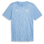 Manchester City Tränings T-Shirt Pre Match - Blå/Vit - PUMA, storlek Medium