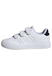 adidas Advantage Base 2.0 Shoes Children Tennis, Cloud White/Cloud White/Core Black, 2 UK