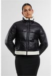 Urban Classics Skinande puffer jacka med teddy muddar dam (black/whitesand,XS)