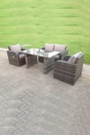 Rattan Garden Furniture Set Adjustable Chair Double Love Seat 2 Seater Sofa Oblong Rectangular Black Glass Dining Table