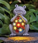 Yeomoo Statue De Grenouille Solaire Decoration Jardin Exterieur - Sculptures de Grenouilles Deco avec Lampe LED Solaire pour Exterieur Idee Cadeau Femme Hommes Maman Salon Balcon Chambre Decoration