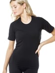 Relaxsan Zero 3210 (Black, M) Women’s Thermal Top, Short Sleeve, Merino Wool Base Layer, Made in Italy