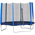 HOMCOM Tapis élastique pour Enfants et Adultes avec Filet de sécurité et poteaux rembourrés, Trampoline de Jardin, 244x244x205, Bleu et Noir