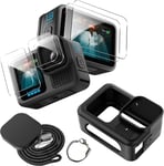 Coque pour GoPro Hero 13 Black, Etui en Silicone et Protection d'écran pour GoPro Hero 13 Black, étui de boîtier pour caméra d'action, Mini (Noir) Kit d'accessoires.[G25]