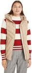 Tommy Hilfiger Women's Chevron Quilted Gilet with Hood, Beige (Beige), M