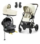 Cybex BALIOS S Lux Duovogn inkl. Beemoo Route i-Size Autostol Baby &  ISOFIX Base, Seashell Beige/Mineral Grey