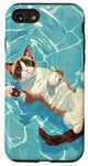 Coque pour iPhone SE (2020) / 7 / 8 Chat amusant en raquettes à neige dans l'eau de la piscine