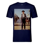 T-Shirt Homme Col Rond Cowboy Shérif Western Photo De Film Duel Au Revolver Original Vintage