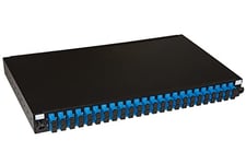 Connetto - Panneau Fibre Optique 19" avec 24 adaptateurs SC Duplex singlemode Profondeur 250 mm avec Cochon installés Couleur Noire