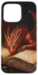 iPhone 15 Pro Max Aesthetic Gothic Red Dragon Reading Book Painting Bookish Case