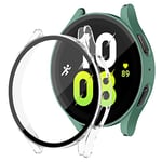 2 Pièces Coques pour Samsung Galaxy Watch 5/Watch 4 44mm Protection Écran,PC Coque Rigide D'écran Antichocpour Protection Verre Trempé Protecteur Cover pour Galaxy Watch 44mm,Officiel Vert/Transparent