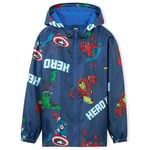 Marvel Impermeable Enfant Garcon, Veste de Pluie Enfant Doublure en Polaire, Vêtement de Pluie Enfant Ado 4-14 Ans Spiderman Avengers (Bleu Avengers, 9-10 Ans)