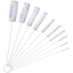 Brosse de Nettoyage,10 Pack Goupillon pour Cuisine Bouilloire Théière Spou Buse De Pistolet Tube Voiture Clavier Nylon 10 Blanc 200mm