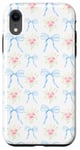 iPhone XR Aesthetic Blue Ribbons Bows and Pink Flowers Watercolor Girl Case