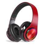 Casque a réduction de bruit Casques de jeu Bluetooth sans fil pour casques de musique TV PC Éclairage LED avec microphone écouteur-Rouge