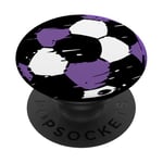 Maillot de match de football avec ballon de football violet et blanc PopSockets PopGrip Adhésif