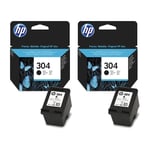 2x Original HP 304 Black Ink Cartridges For ENVY 5020 Printer - Boxed