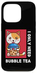 Coque pour iPhone 13 Pro Mignon chat kawaii boisson thé au lait bulle I Love Boba Tea