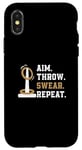 Coque pour iPhone X/XS Aim Throw Swear Repeat Quoit Jeux pour les amateurs de lancer d'anneaux