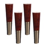 4 Pieces Solid Wood Adjustable Brass Sleeve Conical Straight Cone Replacement Furniture Feet Wood Table Legs Furniture Legs for Sofa Bed Cabinet Chair Couch Feet Wood Furniture Legs,Walnut(18cm)