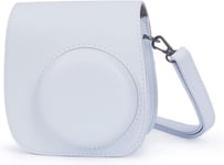 Caméra Housse Compatible avec Appareil Photo Instantanés Instax Mini 12/11,Pochette Caméra Sacoche Rangement Protection Cuir PU Lisse avec Bandoulière et Poche Intégrée (Blanc Argile)