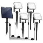 NATPOW Spot Solaire Extérieur, 4 en 1 6000K Lampe Solaire Exterieur, 2 Modes Éclairage Extérieur Solaire Puissant, Étanche IP65 pour Jardin, Cour, Allée, Porche