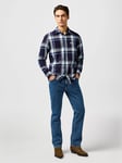 Wrangler One Pocket Regular Fit Large Check Cotton Shirt, Indigo Plaid