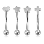 Besyvvin 16G 8mm Courbée Barbell Argent Sourcils Piercing à Lèvres Rook Daith Hélix Piercing Barbell Acier Inoxydable Banane Piercing 4pcs