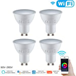 Lifcausal - Ampoule led intelligente WiFi 5 w 90-265 v 2800 K-6200 k + rvb GU10 à intensité variable, télécommande par application mobile, compatible