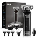 SEJOY 5IN1 Mens Electric Shaver Rotary Razor Rechargeable Wet Dry Beard Trimmers