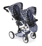 Bayer Chic 2000 - Poussette de poupée Linus Duo, Poussette jumelle pour Enfants de 4 à 8 Ans, Poussette Tandem, étoiles Bleu Marine, 690-51