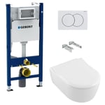 Pack WC Bati support Geberit + WC Villeroy & Boch Arceauslim sans bride + abattant SoftClose + Plaque Blanche (ArceauSlimGeb3)