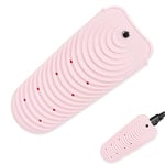 Heat Resistant Silicone Mat Pouch for Hair Straightener, Non-Slip Travel Pad Cover for Curling & Flat Iron, Portable Styling Heat Mat Holder for Curler Wand and Hot Waver (Pink)