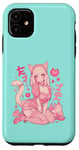 Coque pour iPhone 11 Anime Cat Girl Manga Hearts Kawaii Cute Holiday Valentines